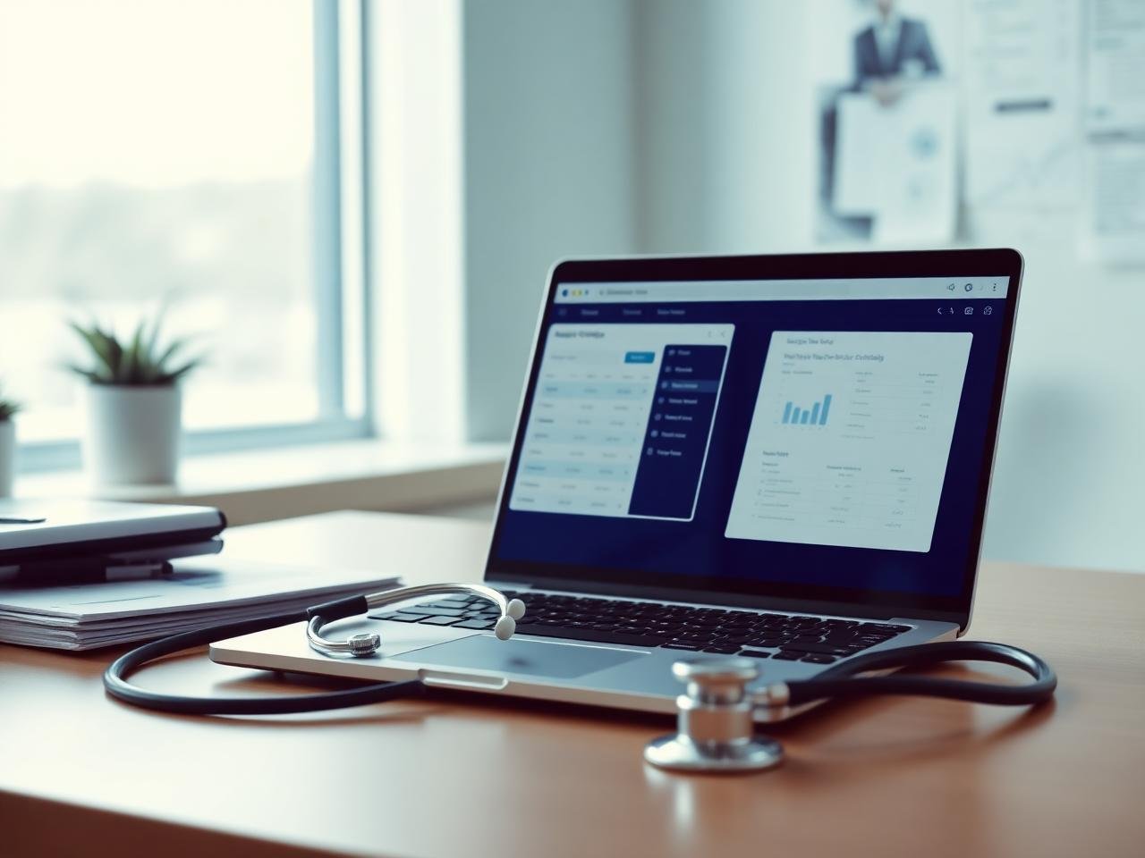 Medical billing dashboard on a clinician's desk